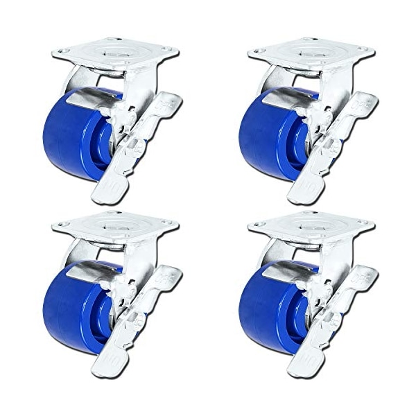 4"x2" Stainless Steel Caster Swivel Casters W/ Locking Br, PK4